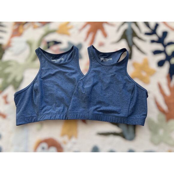 Outdoor Voices Bundle Athena Heathered Navy Blue Crop Top Bras Size Medium - Picture 1 of 7